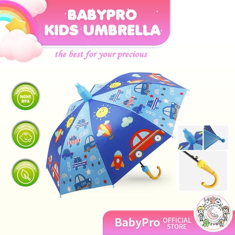Babyproph Kid's Umbrella Cartoon Design With Protective Plastic Tube Cover Babyproph Kid's Umbrella Cartoon Design With Protective Plastic Tube Cover