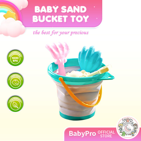Babyproph Kids Sand Bucket Toys Collapsible Silicone Pail With Scoop Babyproph Kids Sand Bucket Toys Collapsible Silicone Pail With Scoop