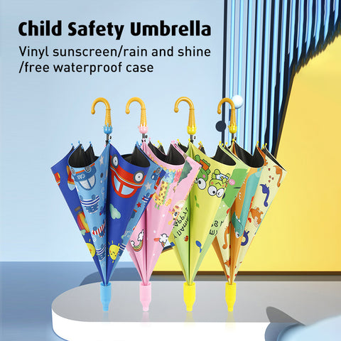 Babyproph Kid's Umbrella Cartoon Design With Protective Plastic Tube Cover Babyproph Kid's Umbrella Cartoon Design With Protective Plastic Tube Cover