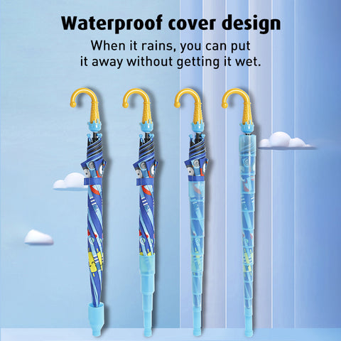 Babyproph Kid's Umbrella Cartoon Design With Protective Plastic Tube Cover Babyproph Kid's Umbrella Cartoon Design With Protective Plastic Tube Cover