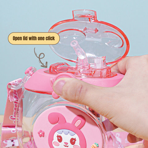Babyproph Kids 500ML Cute Cartoon Donut Round Cup Spray Water Bottles With Light and Strap Babyproph Kids 500ML Cute Cartoon Donut Round Cup Spray Water Bottles With Light and Strap