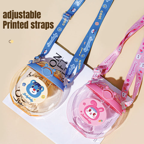 Babyproph Kids 500ML Cute Cartoon Donut Round Cup Spray Water Bottles With Light and Strap Babyproph Kids 500ML Cute Cartoon Donut Round Cup Spray Water Bottles With Light and Strap