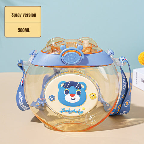 Babyproph Kids 500ML Cute Cartoon Donut Round Cup Spray Water Bottles With Light and Strap Babyproph Kids 500ML Cute Cartoon Donut Round Cup Spray Water Bottles With Light and Strap