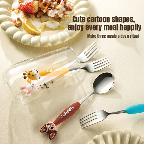 Babyproph Kids Cute Cartoon Animal 2pcs/Set Spoon Fork Stainless Steel Flatware Babyproph Kids Cute Cartoon Animal 2pcs/Set Spoon Fork Stainless Steel Flatware
