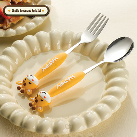 Babyproph Kids Cute Cartoon Animal 2pcs/Set Spoon Fork Stainless Steel Flatware Babyproph Kids Cute Cartoon Animal 2pcs/Set Spoon Fork Stainless Steel Flatware