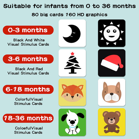 Babyproph Baby Visual Stimulation Cards for Ages 0-36 months Black/White & Colored Flash Cards Babyproph Baby Visual Stimulation Cards for Ages 0-36 months Black/White & Colored Flash Cards