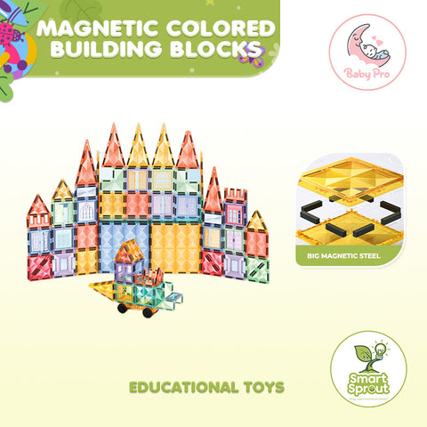 Smart Sprout 100pcs 30pcs Kids Magnetic Colored Tiles  Building Blocks Toys Set Educational  Puzzle Toys