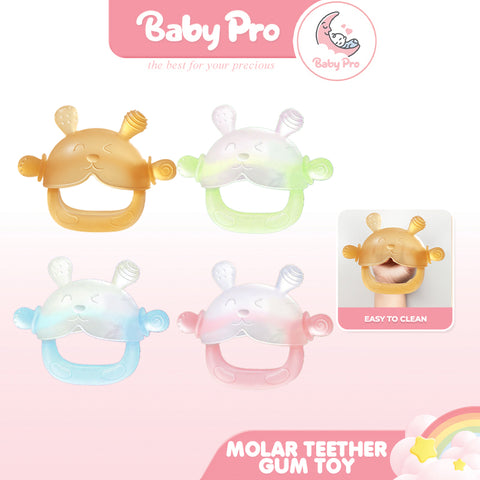 Baby Pro Baby 2in1 Silicone Clear Rabbit Teether Molar Teether Gum Toy BPA Free