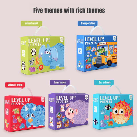 Baby Pro Children Early Education Animal Oceans Dinosaur Jigsaw Toys Cartoon Puzzles Gift Set Intelligence for Kids and Toddler