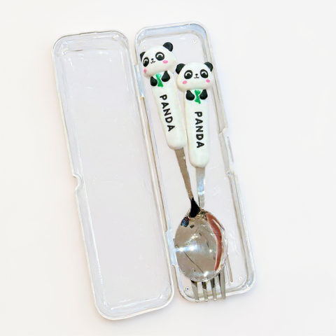 Baby Pro Kids Cute Cartoon Animal 2pcs/Set Spoon Fork Stainless Steel Flatware