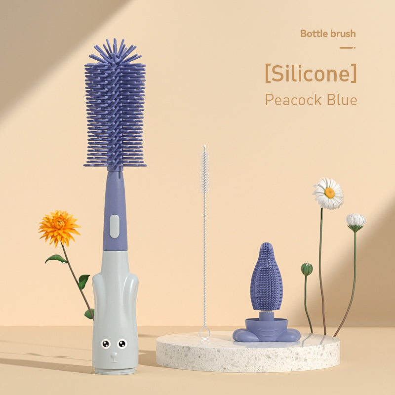 Baby Pro 3 in 1 Non-Scratch Baby Milk Bottle Cleaner Silicone Brush Set