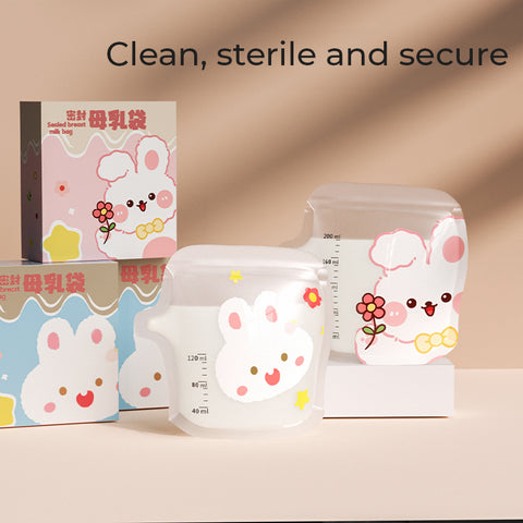 Baby Pro 30pcs Rabbit Breast Milk Storage Bag Doubled-Sealed 120ml 200ml