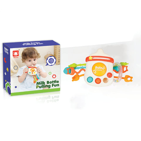 Baby Pro Baby Milk Bottle Shaped Silicone Teether Toys With Silicone Pull String