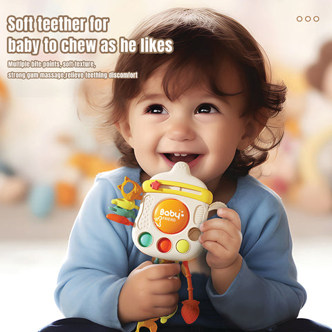 Baby Pro Baby Milk Bottle Shaped Silicone Teether Toys With Silicone Pull String