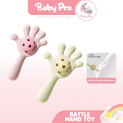 Baby Pro Silicone Hand Shape Rattle Teether Toy for Baby