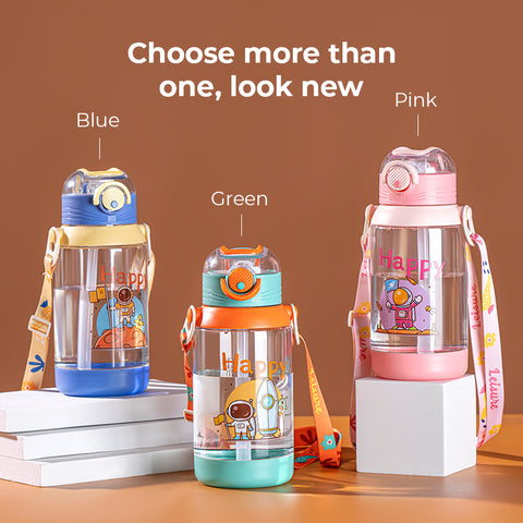 Baby Pro Kids Large Water Bottles With Strap and Straw 600ml