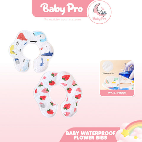 Baby Pro Baby Waterproof Flower Bibs 360 Rotate Drool Bibs Super Absorbent