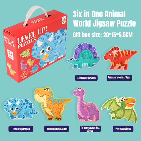 Baby Pro Children Early Education Animal Oceans Dinosaur Jigsaw Toys Cartoon Puzzles Gift Set Intelligence for Kids and Toddler