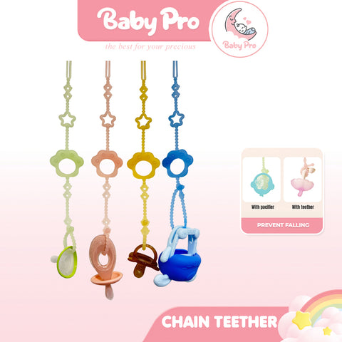 Baby Pro Baby Silicone Strap Pacifier Chain Teether Cat Paw Shape BPA Free