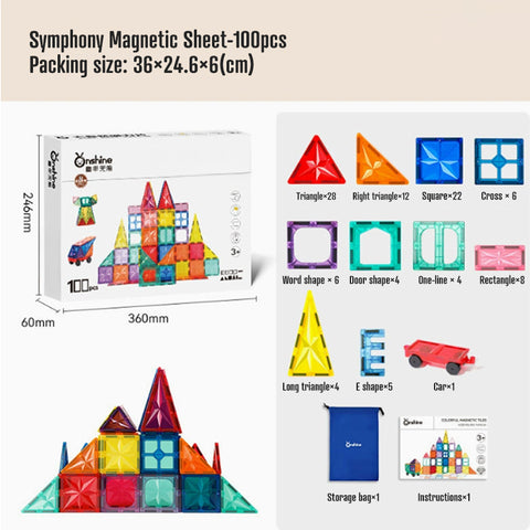 Smart Sprout 100pcs 30pcs Kids Magnetic Colored Tiles  Building Blocks Toys Set Educational  Puzzle Toys