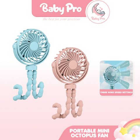 Baby Pro Portable Rechargeable Mini Octopus Fan With Light