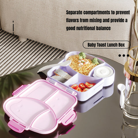 Baby Pro Kids Bread Shaped Lunch Box Set With Sauce Box Spoon And Fork