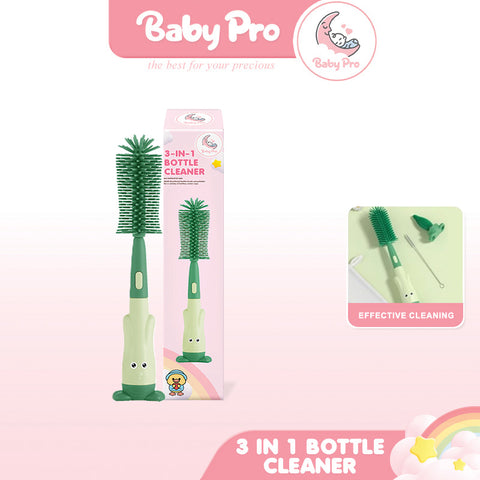Baby Pro 3 in 1 Non-Scratch Baby Milk Bottle Cleaner Silicone Brush Set