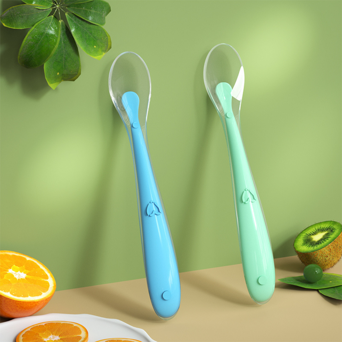 Baby Pro Baby Soft Silicone Feeding Spoon Candy Color 2pcs