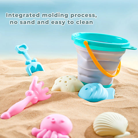 Baby Pro Kids Sand Bucket Toys Collapsible Silicone Pail With Scoop