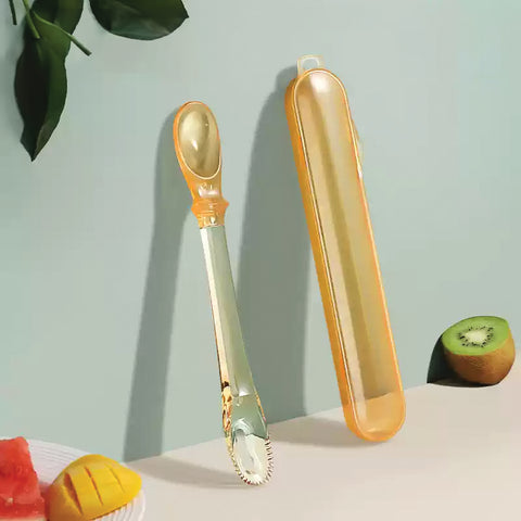 Baby Pro 3in1 Baby Silicone Feeding Spoon With Fruit Peeler Fruit Mud Scraper