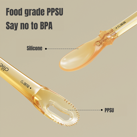 Baby Pro 3in1 Baby Silicone Feeding Spoon With Fruit Peeler Fruit Mud Scraper