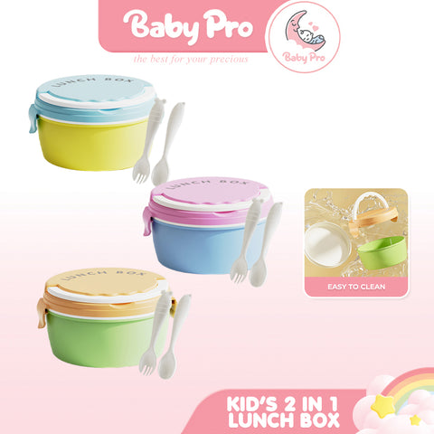 Baby Pro Kids 2in1 Round Lunch Box With Spoon And Fork