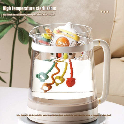 Baby Pro Baby Milk Bottle Shaped Silicone Teether Toys With Silicone Pull String