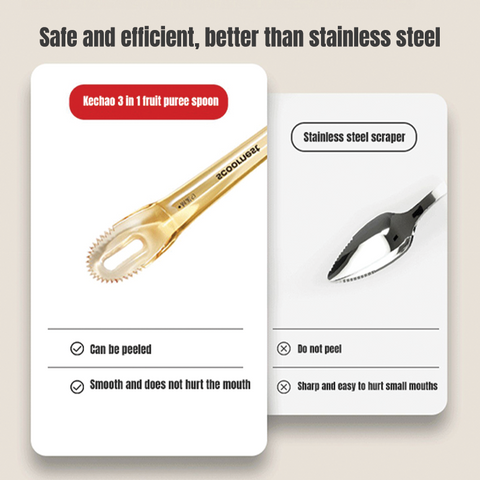 Baby Pro 3in1 Baby Silicone Feeding Spoon With Fruit Peeler Fruit Mud Scraper