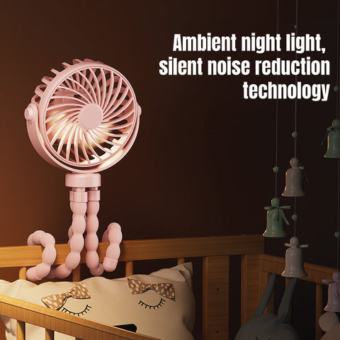 Baby Pro Portable Rechargeable Mini Octopus Fan With Light