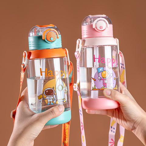 Baby Pro Kids Large Water Bottles With Strap and Straw 600ml