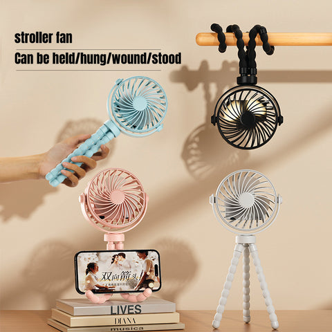 Baby Pro Portable Rechargeable Mini Octopus Fan With Light
