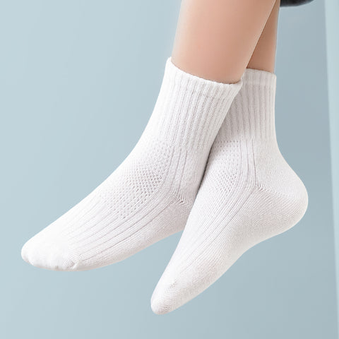 Baby Pro 1 Pair Kids Breathable Mesh White Mid-Crew School Socks