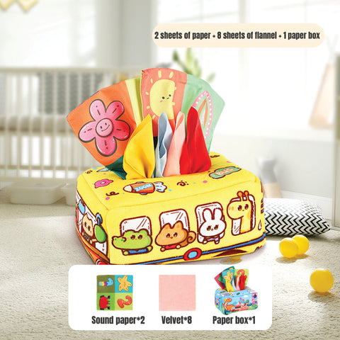 Smart Sprout Baby Washable Cloth Tissue Box Toys With Rattle Sounds Early Educational Toys
