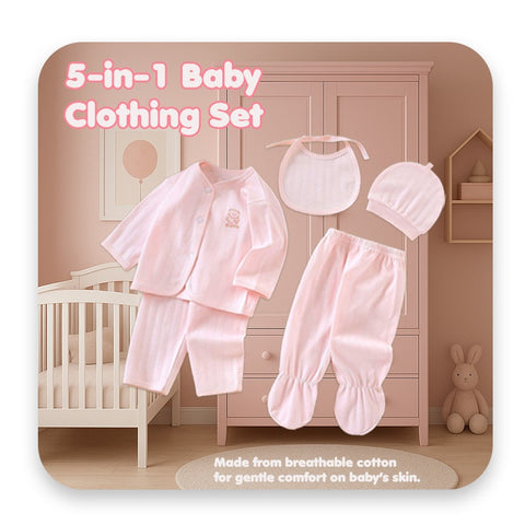 Baby Pro Cuddle Comfort 5-in-1 Pure Cotton Baby Clothes Set