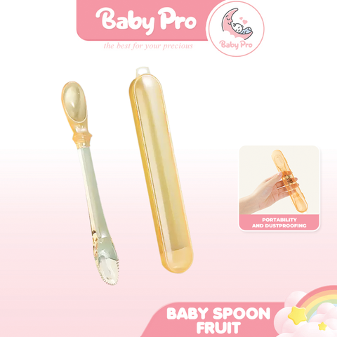 Baby Pro 3in1 Baby Silicone Feeding Spoon With Fruit Peeler Fruit Mud Scraper