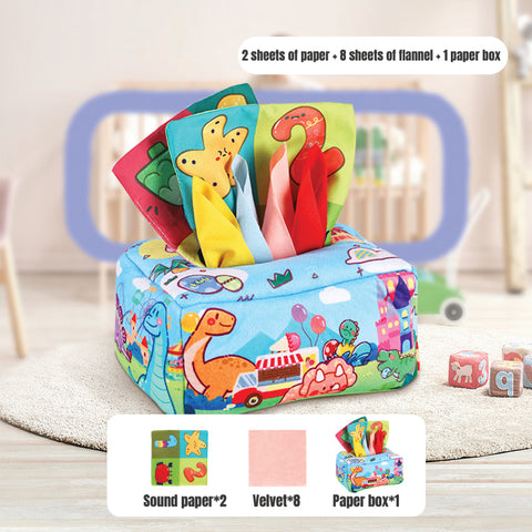 Smart Sprout Baby Washable Cloth Tissue Box Toys With Rattle Sounds Early Educational Toys