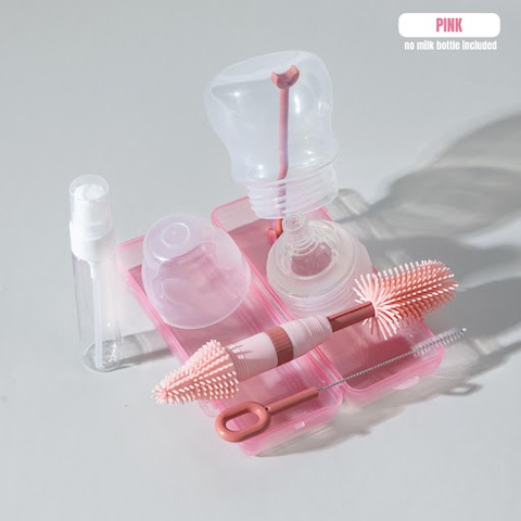 Baby Pro Baby Portable Mini Travel Bottle Wash Bottle Cleaner Set  With Storage Box