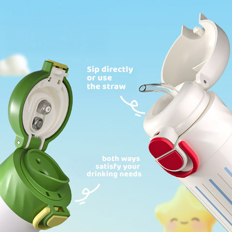 Baby Pro Cute Designs Leakproof Stainless Thermos Cup with Straw & Drinking Port