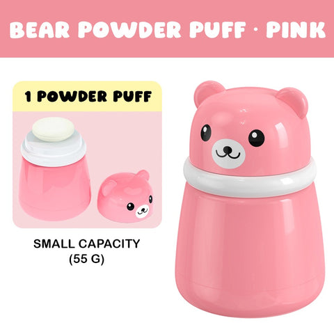Baby Pro Portable Bear Powder Container With Soft Plush Puff Applicator