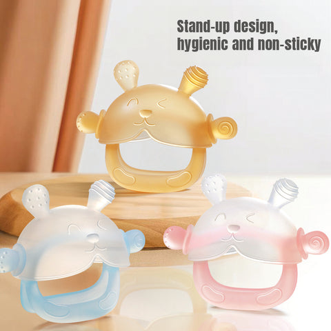 Baby Pro Baby 2in1 Silicone Clear Rabbit Teether Molar Teether Gum Toy BPA Free