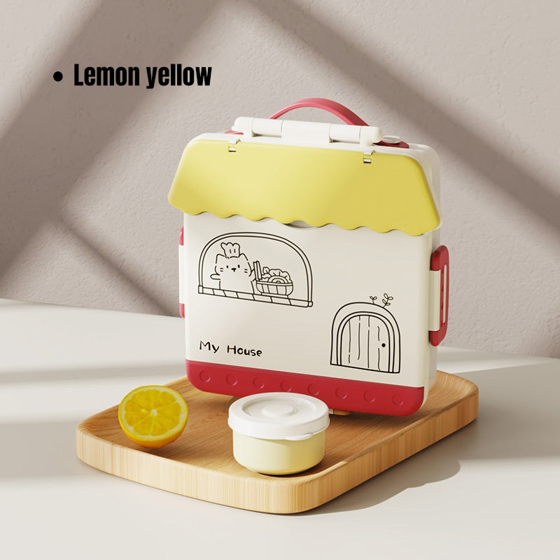 Baby Pro House Shaped Kid's Lunch Box With Spoon, Fork And Sauce Container