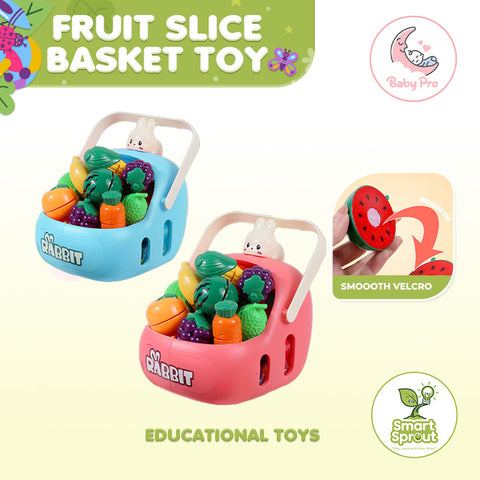 Smart Sprout Kids Fruits and Vegetables Slice Basket Set Pretend Play Toy