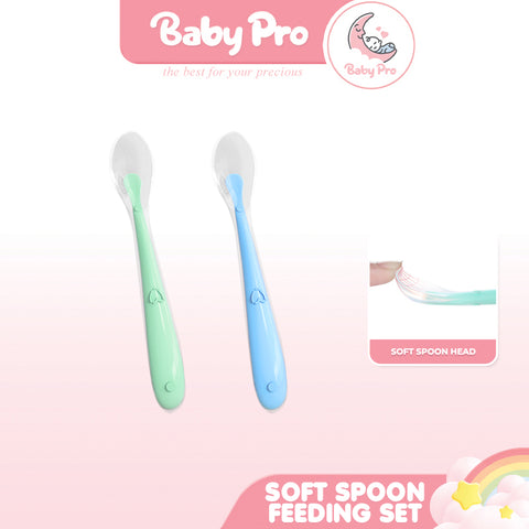 Baby Pro Baby Soft Silicone Feeding Spoon Candy Color 2pcs