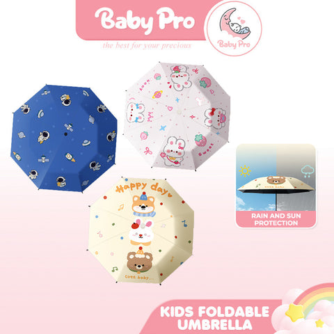 Baby Pro Foldable Manual Kid's Umbrella Lightweight, Windproof & Backpack-Friendly